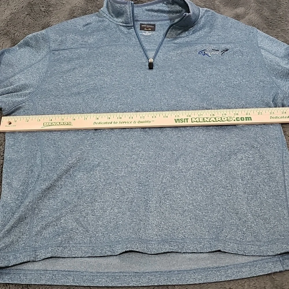 Greg Norman Heathered Blue Gray Quarter Zip Pullover Logo Sweatshirt Size XL